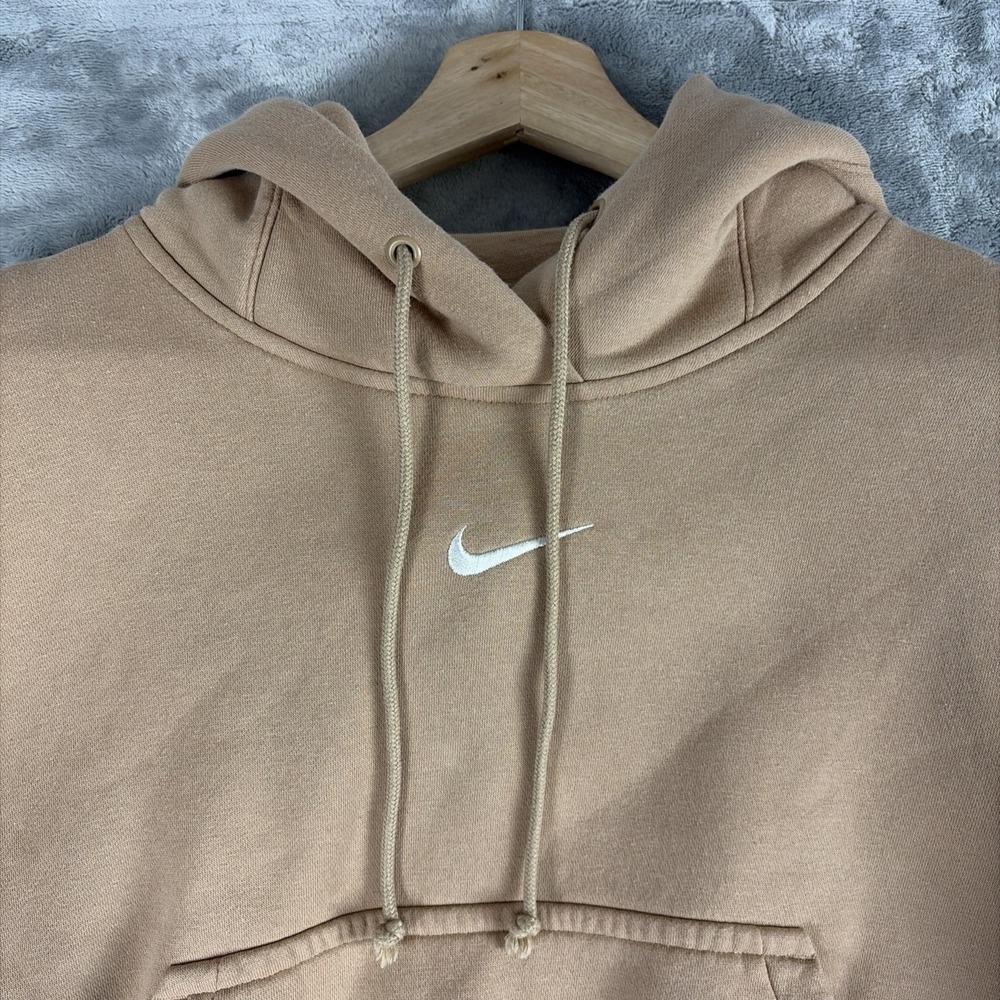 Nike Tan Cropped Hoodie with White Swoosh - Picture 3 of 6